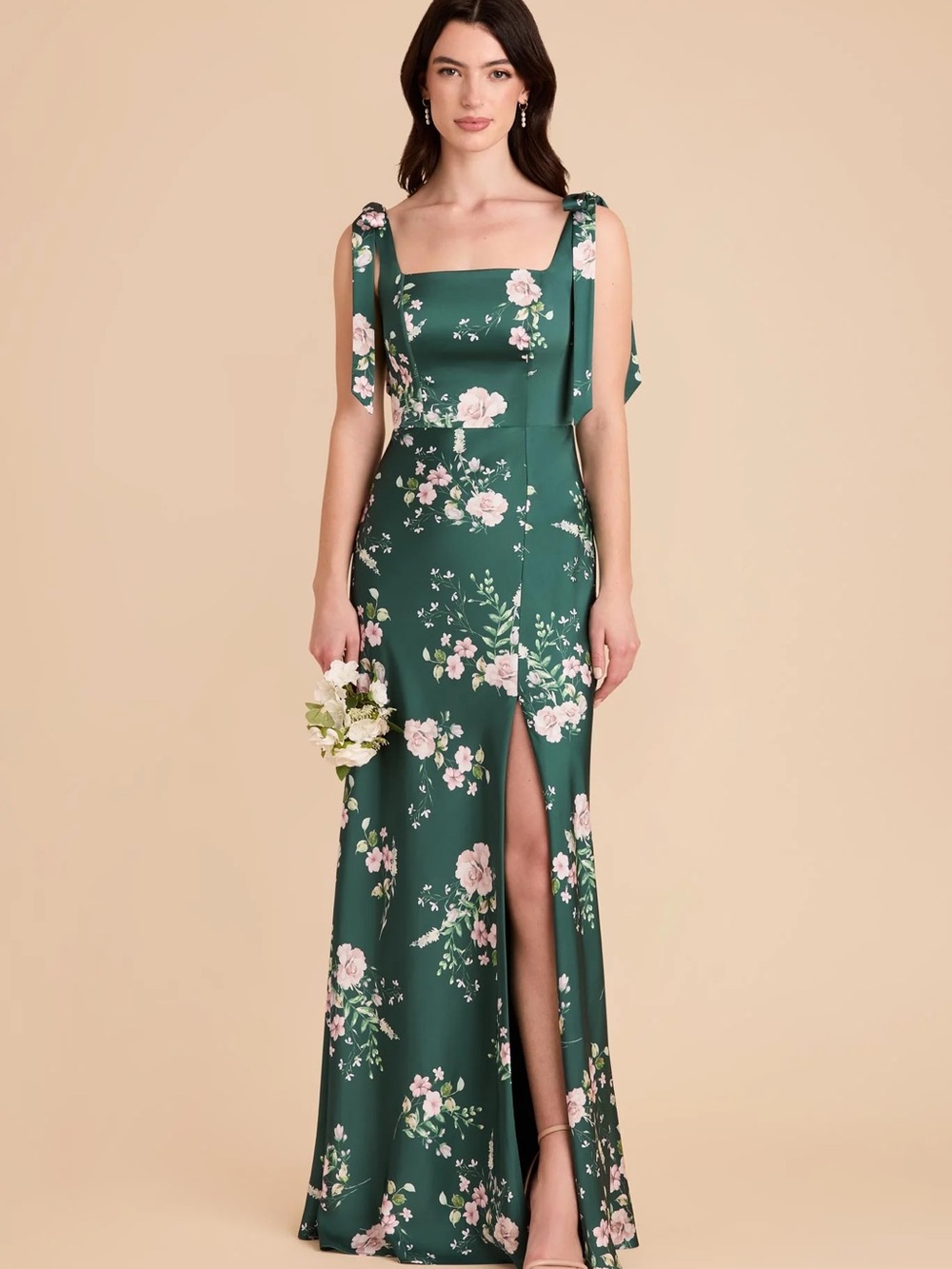 Birdy Grey Medium Alex Dress Matte Satin in Emerald Garden Party